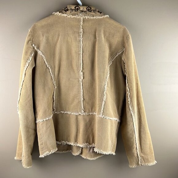 Neiman Marcus Beige Corduroy Embroidered Blazer Jacket - Picture 5 of 12